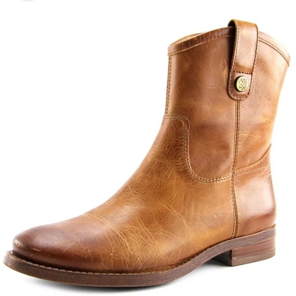 Vince Camuto Payatt Boots Size 8 M Warm Cognac Patina Round Toe - Picture 1 of 16